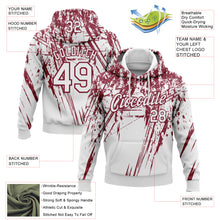 Laden Sie das Bild in den Galerie-Viewer, Custom Stitched White Crimson 3D Pattern Design Splash Grunge Art Sports Pullover Sweatshirt Hoodie