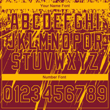 Laden Sie das Bild in den Galerie-Viewer, Custom Stitched Crimson Gold 3D Pattern Design Splash Grunge Art Sports Pullover Sweatshirt Hoodie