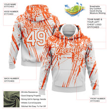 Laden Sie das Bild in den Galerie-Viewer, Custom Stitched White Orange 3D Pattern Design Splash Grunge Art Sports Pullover Sweatshirt Hoodie