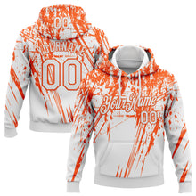 Laden Sie das Bild in den Galerie-Viewer, Custom Stitched White Orange 3D Pattern Design Splash Grunge Art Sports Pullover Sweatshirt Hoodie