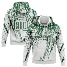 Laden Sie das Bild in den Galerie-Viewer, Custom Stitched White Green 3D Pattern Design Splash Grunge Art Sports Pullover Sweatshirt Hoodie