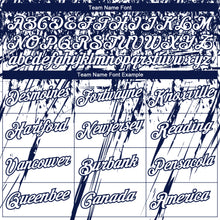 Laden Sie das Bild in den Galerie-Viewer, Custom Stitched White Navy 3D Pattern Design Splash Grunge Art Sports Pullover Sweatshirt Hoodie