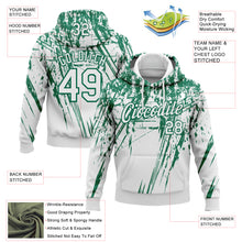 Laden Sie das Bild in den Galerie-Viewer, Custom Stitched White Kelly Green 3D Pattern Design Splash Grunge Art Sports Pullover Sweatshirt Hoodie