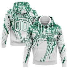 Laden Sie das Bild in den Galerie-Viewer, Custom Stitched White Kelly Green 3D Pattern Design Splash Grunge Art Sports Pullover Sweatshirt Hoodie