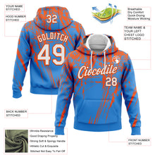 Load image into Gallery viewer, Custom Stitched Powder Blue White-Orange 3D Pattern Design Splash Grunge Art Sports Pullover Sweatshirt Hoodie