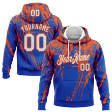 Laden Sie das Bild in den Galerie-Viewer, Custom Stitched Thunder Blue White-Orange 3D Pattern Design Splash Grunge Art Sports Pullover Sweatshirt Hoodie
