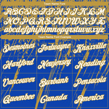 Laden Sie das Bild in den Galerie-Viewer, Custom Stitched Thunder Blue White-Old Gold 3D Pattern Design Splash Grunge Art Sports Pullover Sweatshirt Hoodie