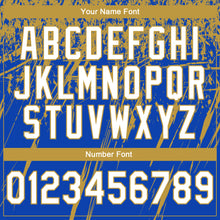 Laden Sie das Bild in den Galerie-Viewer, Custom Stitched Thunder Blue White-Old Gold 3D Pattern Design Splash Grunge Art Sports Pullover Sweatshirt Hoodie