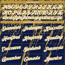 Загрузить изображение в средство просмотра галереи, Custom Stitched Navy White-Old Gold 3D Pattern Design Splash Grunge Art Sports Pullover Sweatshirt Hoodie