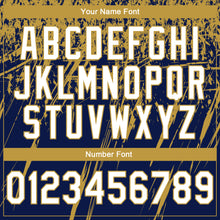 Загрузить изображение в средство просмотра галереи, Custom Stitched Navy White-Old Gold 3D Pattern Design Splash Grunge Art Sports Pullover Sweatshirt Hoodie