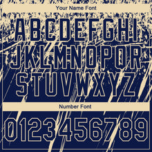 Laden Sie das Bild in den Galerie-Viewer, Custom Stitched Navy Cream 3D Pattern Design Splash Grunge Art Sports Pullover Sweatshirt Hoodie