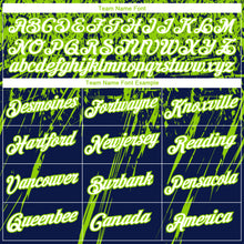 Load image into Gallery viewer, Custom Stitched Navy White-Neon Green 3D Pattern Design Splash Grunge Art Sports Pullover Sweatshirt Hoodie