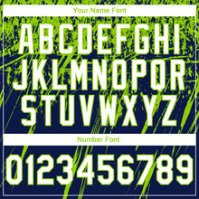 Load image into Gallery viewer, Custom Stitched Navy White-Neon Green 3D Pattern Design Splash Grunge Art Sports Pullover Sweatshirt Hoodie