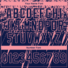 Laden Sie das Bild in den Galerie-Viewer, Custom Stitched Navy Medium Pink 3D Pattern Design Splash Grunge Art Sports Pullover Sweatshirt Hoodie