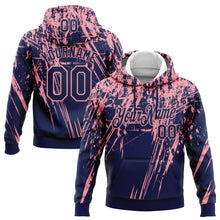 Laden Sie das Bild in den Galerie-Viewer, Custom Stitched Navy Medium Pink 3D Pattern Design Splash Grunge Art Sports Pullover Sweatshirt Hoodie