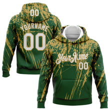 Load image into Gallery viewer, Custom Stitched Green White-Old Gold 3D Pattern Design Splash Grunge Art Sports Pullover Sweatshirt Hoodie