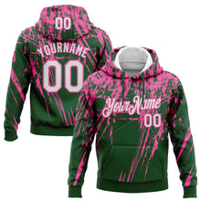 Laden Sie das Bild in den Galerie-Viewer, Custom Stitched Green White-Pink 3D Pattern Design Splash Grunge Art Sports Pullover Sweatshirt Hoodie
