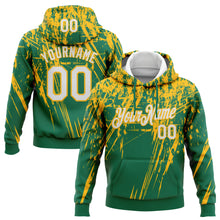 Load image into Gallery viewer, Custom Stitched Kelly Green White-Gold 3D Pattern Design Splash Grunge Art Sports Pullover Sweatshirt Hoodie