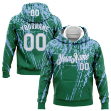 Load image into Gallery viewer, Custom Stitched Kelly Green White-Light Blue 3D Pattern Design Splash Grunge Art Sports Pullover Sweatshirt Hoodie
