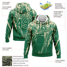 Load image into Gallery viewer, Custom Stitched Kelly Green Cream 3D Pattern Design Splash Grunge Art Sports Pullover Sweatshirt Hoodie
