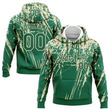 Load image into Gallery viewer, Custom Stitched Kelly Green Cream 3D Pattern Design Splash Grunge Art Sports Pullover Sweatshirt Hoodie