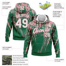 Load image into Gallery viewer, Custom Stitched Kelly Green White-Medium Pink 3D Pattern Design Splash Grunge Art Sports Pullover Sweatshirt Hoodie