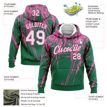 Load image into Gallery viewer, Custom Stitched Kelly Green White-Pink 3D Pattern Design Splash Grunge Art Sports Pullover Sweatshirt Hoodie