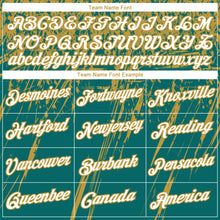 Load image into Gallery viewer, Custom Stitched Teal White-Old Gold 3D Pattern Design Splash Grunge Art Sports Pullover Sweatshirt Hoodie