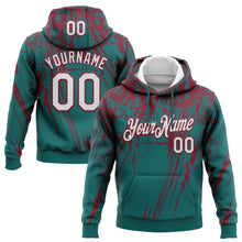 Load image into Gallery viewer, Custom Stitched Teal White-Crimson 3D Pattern Design Splash Grunge Art Sports Pullover Sweatshirt Hoodie