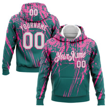 Load image into Gallery viewer, Custom Stitched Teal White-Pink 3D Pattern Design Splash Grunge Art Sports Pullover Sweatshirt Hoodie
