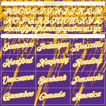 Load image into Gallery viewer, Custom Stitched Purple White-Gold 3D Pattern Design Splash Grunge Art Sports Pullover Sweatshirt Hoodie