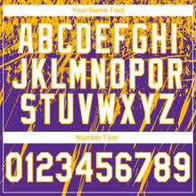 Load image into Gallery viewer, Custom Stitched Purple White-Gold 3D Pattern Design Splash Grunge Art Sports Pullover Sweatshirt Hoodie