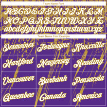 Load image into Gallery viewer, Custom Stitched Purple White-Old Gold 3D Pattern Design Splash Grunge Art Sports Pullover Sweatshirt Hoodie