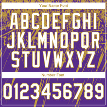 Load image into Gallery viewer, Custom Stitched Purple White-Old Gold 3D Pattern Design Splash Grunge Art Sports Pullover Sweatshirt Hoodie