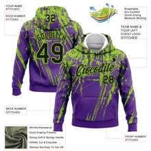 Загрузить изображение в средство просмотра галереи, Custom Stitched Purple Black-Neon Green 3D Pattern Design Splash Grunge Art Sports Pullover Sweatshirt Hoodie