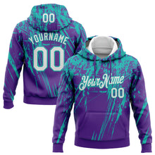 Load image into Gallery viewer, Custom Stitched Purple White-Aqua 3D Pattern Design Splash Grunge Art Sports Pullover Sweatshirt Hoodie