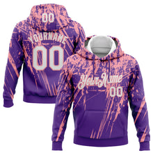 Load image into Gallery viewer, Custom Stitched Purple White-Medium Pink 3D Pattern Design Splash Grunge Art Sports Pullover Sweatshirt Hoodie