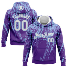 Load image into Gallery viewer, Custom Stitched Purple White-Light Blue 3D Pattern Design Splash Grunge Art Sports Pullover Sweatshirt Hoodie