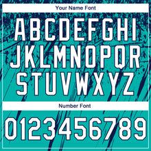 Загрузить изображение в средство просмотра галереи, Custom Stitched Aqua White-Navy 3D Pattern Design Splash Grunge Art Sports Pullover Sweatshirt Hoodie