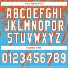 Laden Sie das Bild in den Galerie-Viewer, Custom Stitched Sky Blue White-Orange 3D Pattern Design Splash Grunge Art Sports Pullover Sweatshirt Hoodie