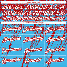 Laden Sie das Bild in den Galerie-Viewer, Custom Stitched Sky Blue White-Red 3D Pattern Design Splash Grunge Art Sports Pullover Sweatshirt Hoodie