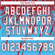 Laden Sie das Bild in den Galerie-Viewer, Custom Stitched Sky Blue White-Red 3D Pattern Design Splash Grunge Art Sports Pullover Sweatshirt Hoodie