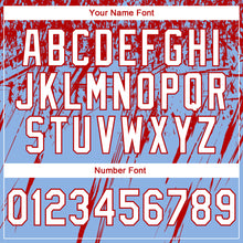 Load image into Gallery viewer, Custom Stitched Light Blue White-Red 3D Pattern Design Splash Grunge Art Sports Pullover Sweatshirt Hoodie