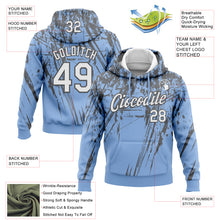 Загрузить изображение в средство просмотра галереи, Custom Stitched Light Blue White-Steel Gray 3D Pattern Design Splash Grunge Art Sports Pullover Sweatshirt Hoodie