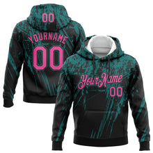 Laden Sie das Bild in den Galerie-Viewer, Custom Stitched Black Pink-Teal 3D Pattern Design Splash Grunge Art Sports Pullover Sweatshirt Hoodie