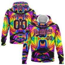Charger l'image dans la galerie, Custom Stitched Black Pink 3D Pattern Design Abstract Iridescent Psychedelic Swirl Fluid Art Sports Pullover Sweatshirt Hoodie