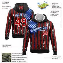 Load image into Gallery viewer, Custom Stitched Black Red Royal-White 3D Distressed American Flag Sports Pullover Sweatshirt Hoodie