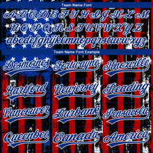 Load image into Gallery viewer, Custom Stitched Black Red Royal-White 3D Distressed American Flag Sports Pullover Sweatshirt Hoodie