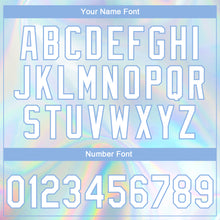 Laden Sie das Bild in den Galerie-Viewer, Custom Stitched White Light Blue 3D Pattern Design Abstract Trendy Holographic Vaporwave Style Sports Pullover Sweatshirt Hoodie