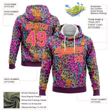 Load image into Gallery viewer, Custom Stitched Graffiti Pattern Pink-Gold 3D Colorful Leopard Print Sports Pullover Sweatshirt Hoodie